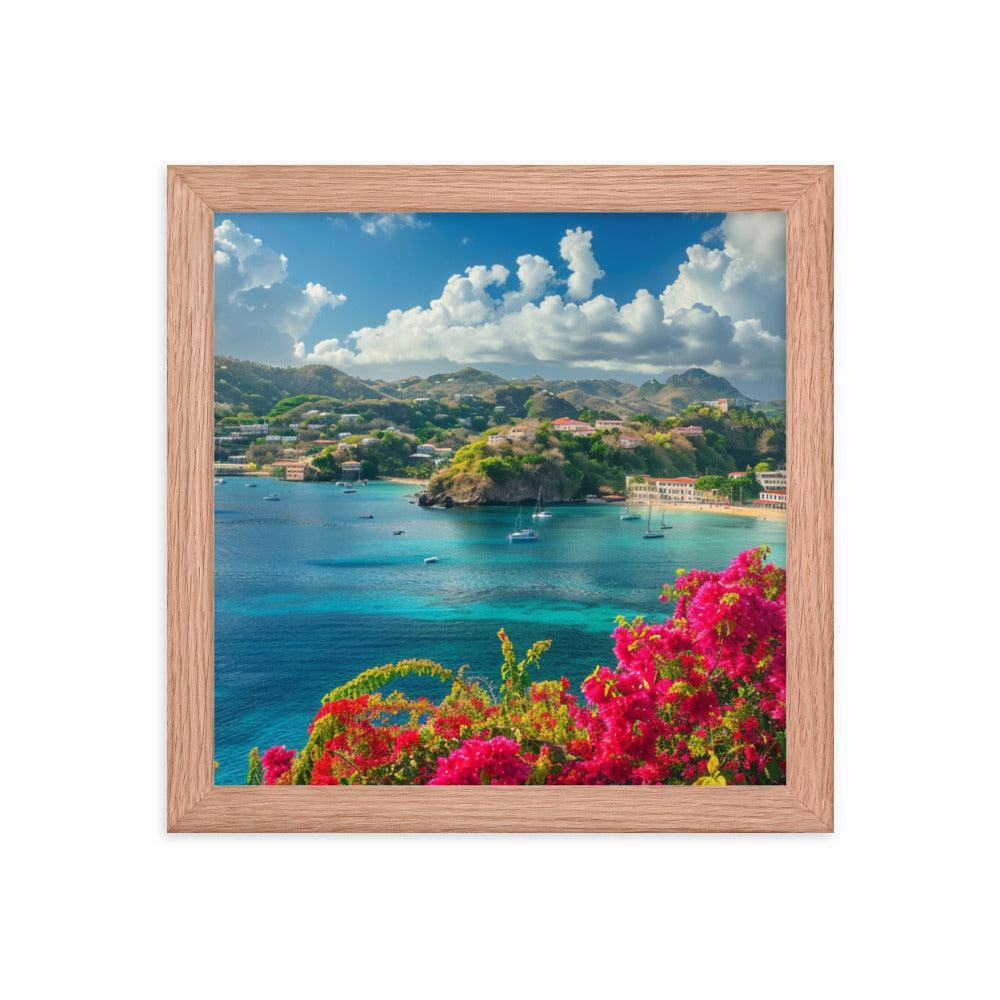 Grenada Tropical Bay Lush Hillside Framed Poster - Oh Posters