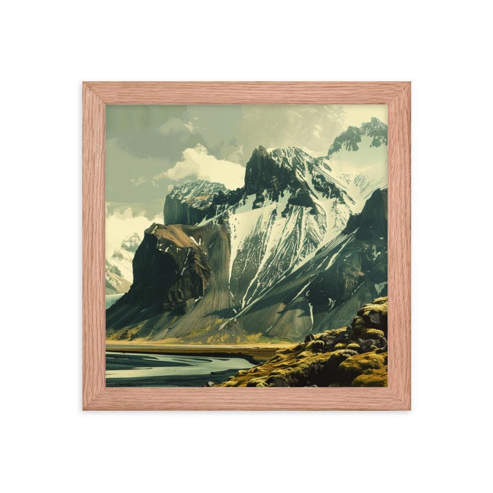 Iceland Dramatic Snowy Peaks Landscape Framed Poster - Oh Posters