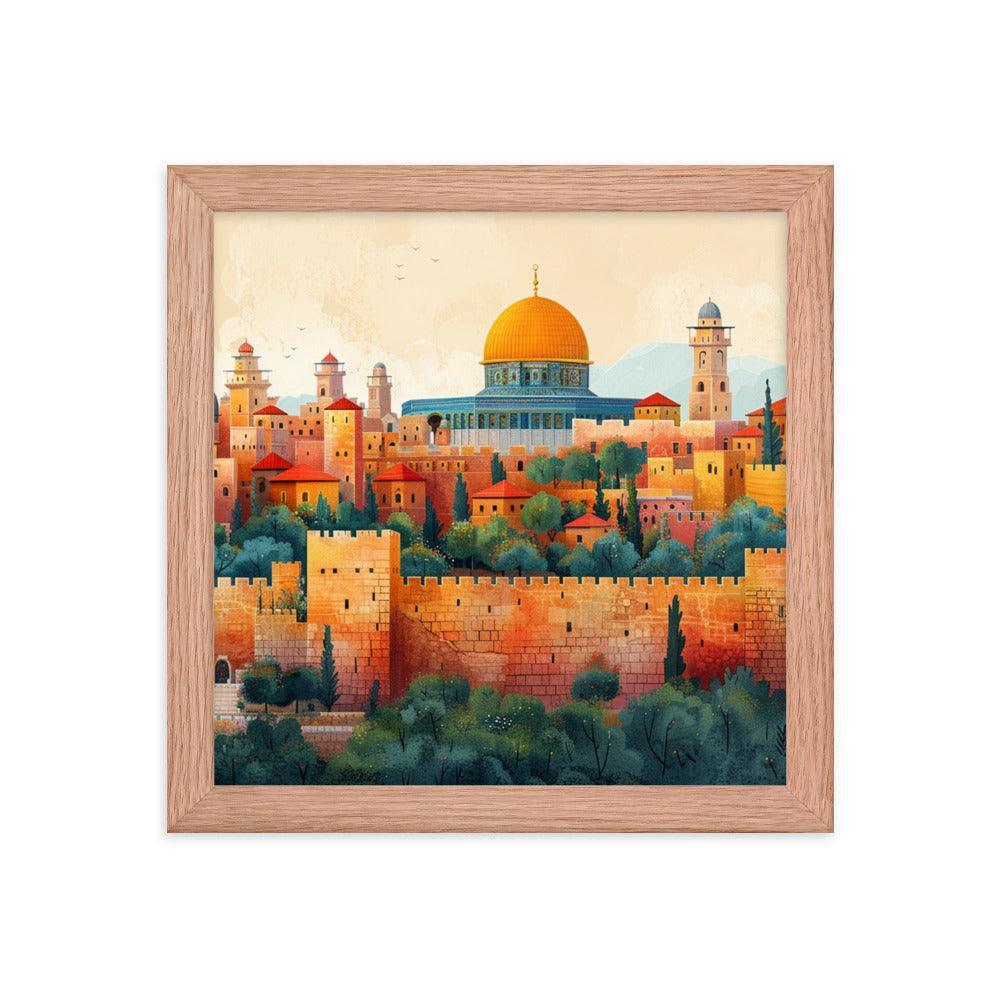 Israel Jerusalem Old City Illustration Framed Poster - Oh Posters