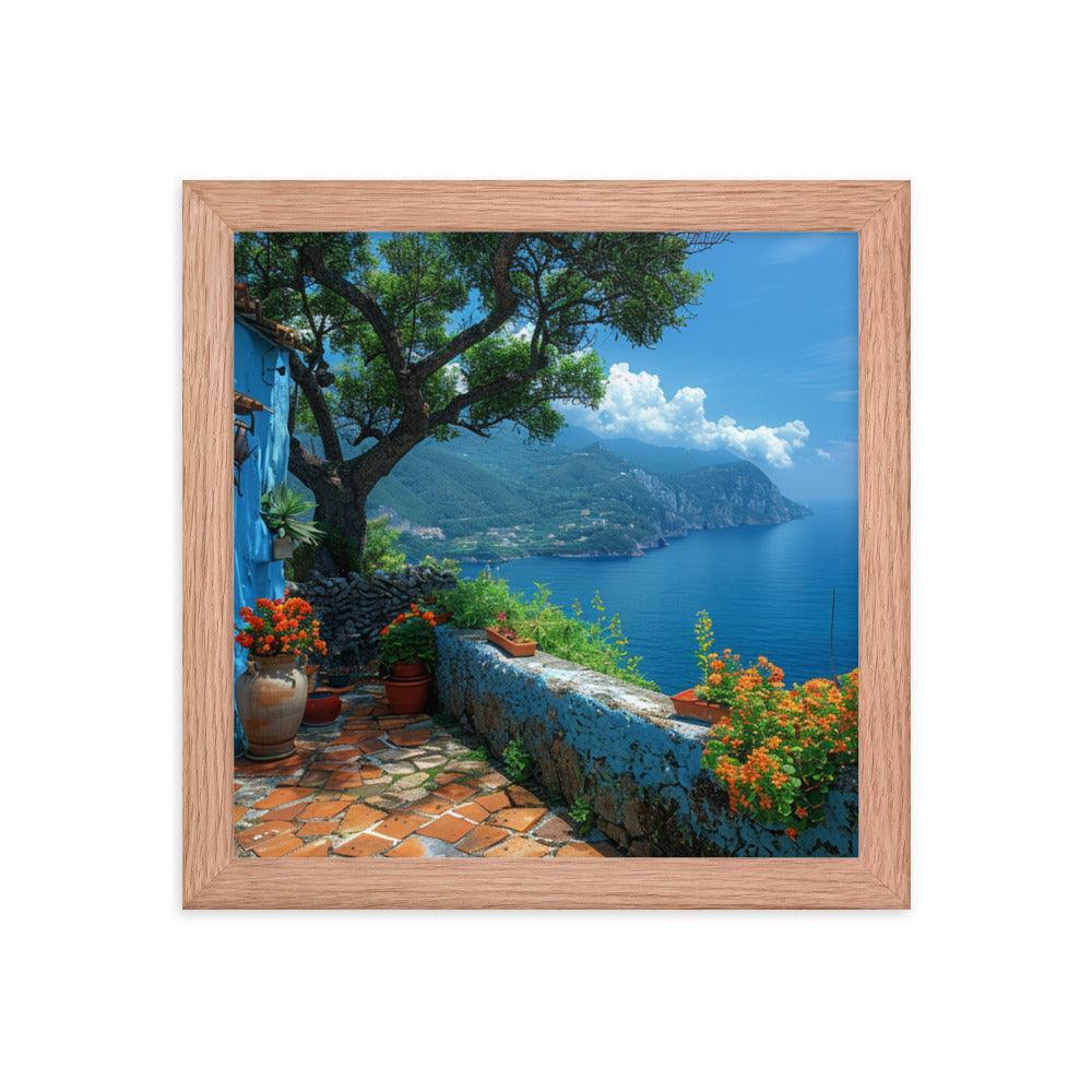 Italy Amalfi Coast Vibrant Seaside Villa Framed Poster - Oh Posters