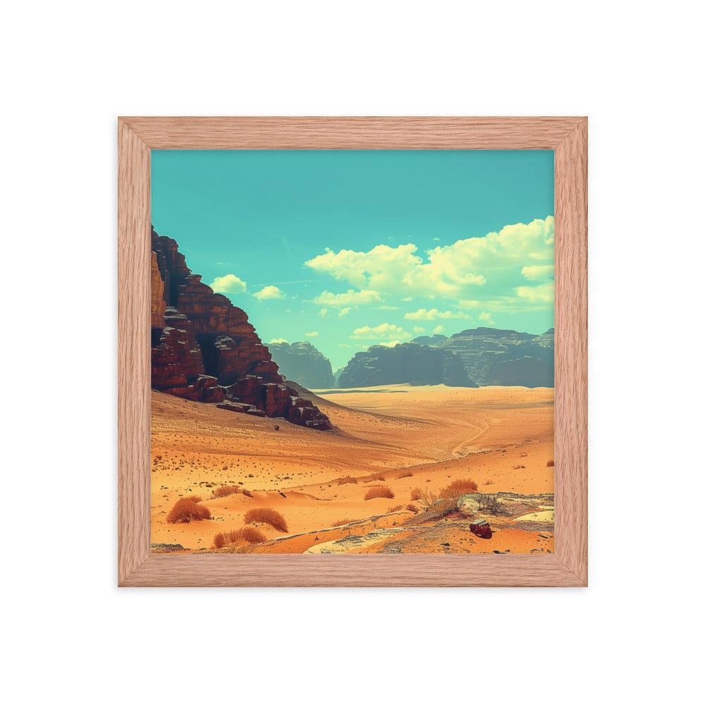 Jordan Wadi Rum Desert Camel Landscape Framed Poster - Oh Posters