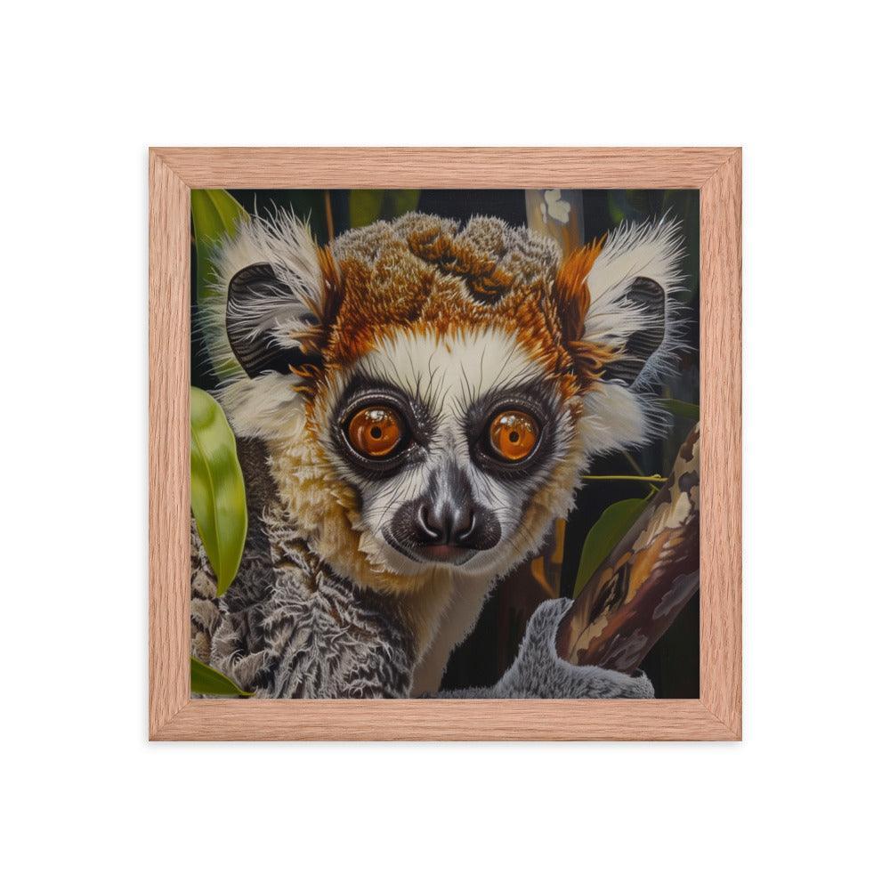 Madagascar Brown Lemur Realistic Wildlife Art Framed Poster - Oh Posters