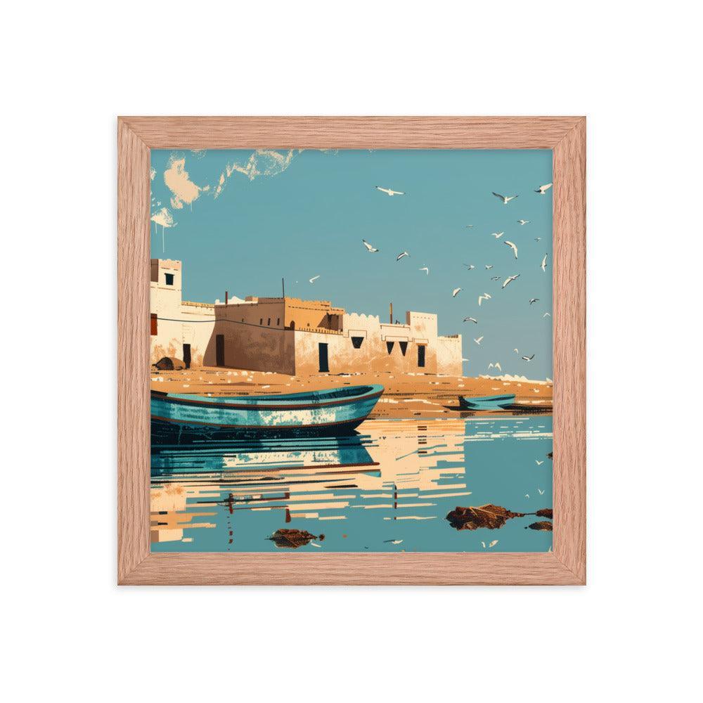 Mauritania Coastal Town Reflected on Calm Waters Framed Poster - Oh Posters