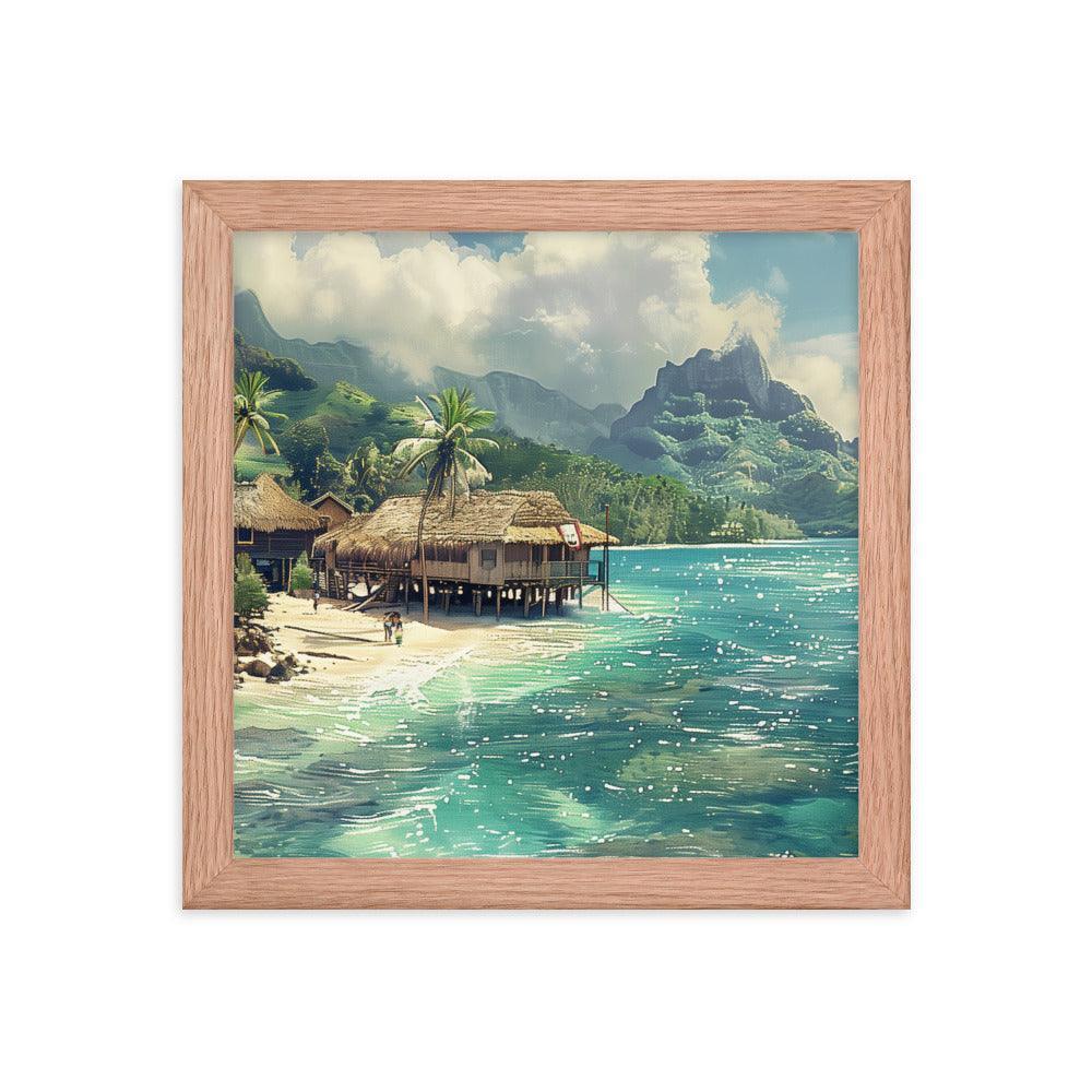 Nauru Tropical Beachside Village Framed Poster - Oh Posters