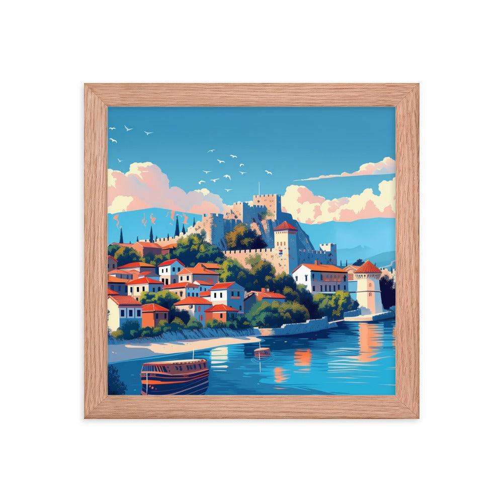 North Macedonia Historic Castle by the Lake Framed Poster - Oh Posters