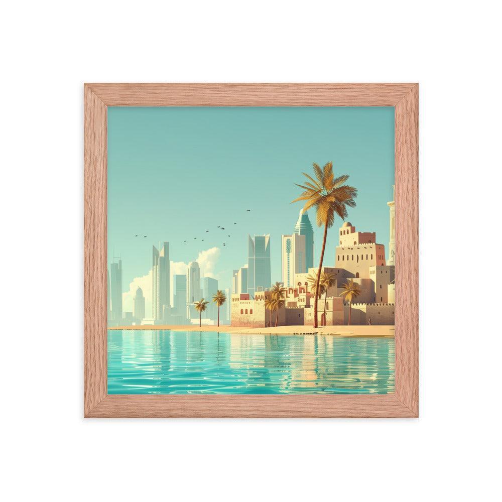 Qatar Traditional and Modern Architecture Seaside Framed Poster - Oh Posters