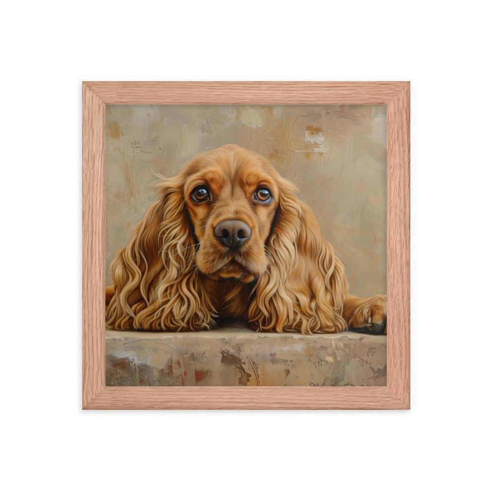 English Cocker Spaniel Resting on Textured Background Painting Framed Poster - Oh Posters