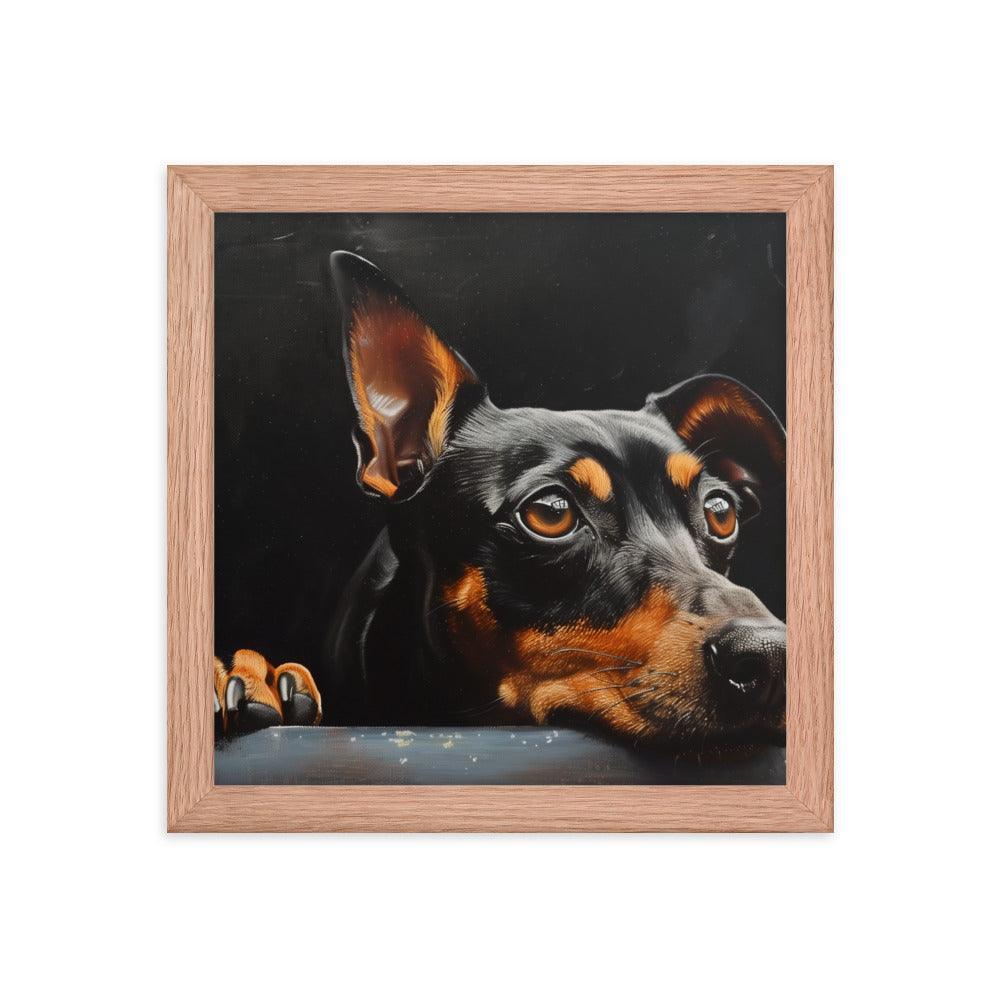 Manchester Terrier Painting with Dark Background Framed Poster - Oh Posters