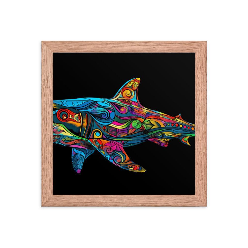 Hammerhead Shark Colorful Abstract Art Digital Design Framed Poster - Oh Posters