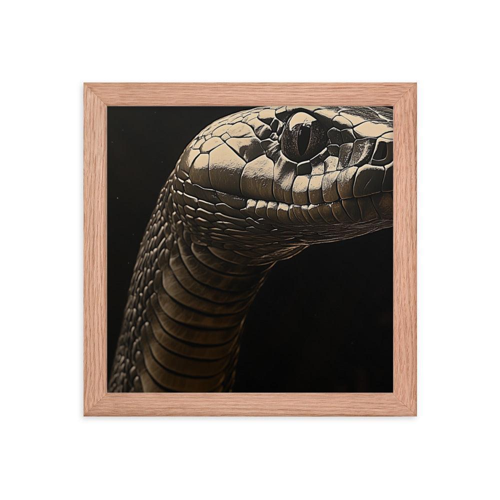 Cobra Snake Realistic Dark Portrait Digital Art Framed Poster - Oh Posters