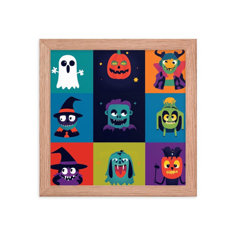 Halloween Monster Faces Assorted Digital Art Framed Poster - Oh Posters