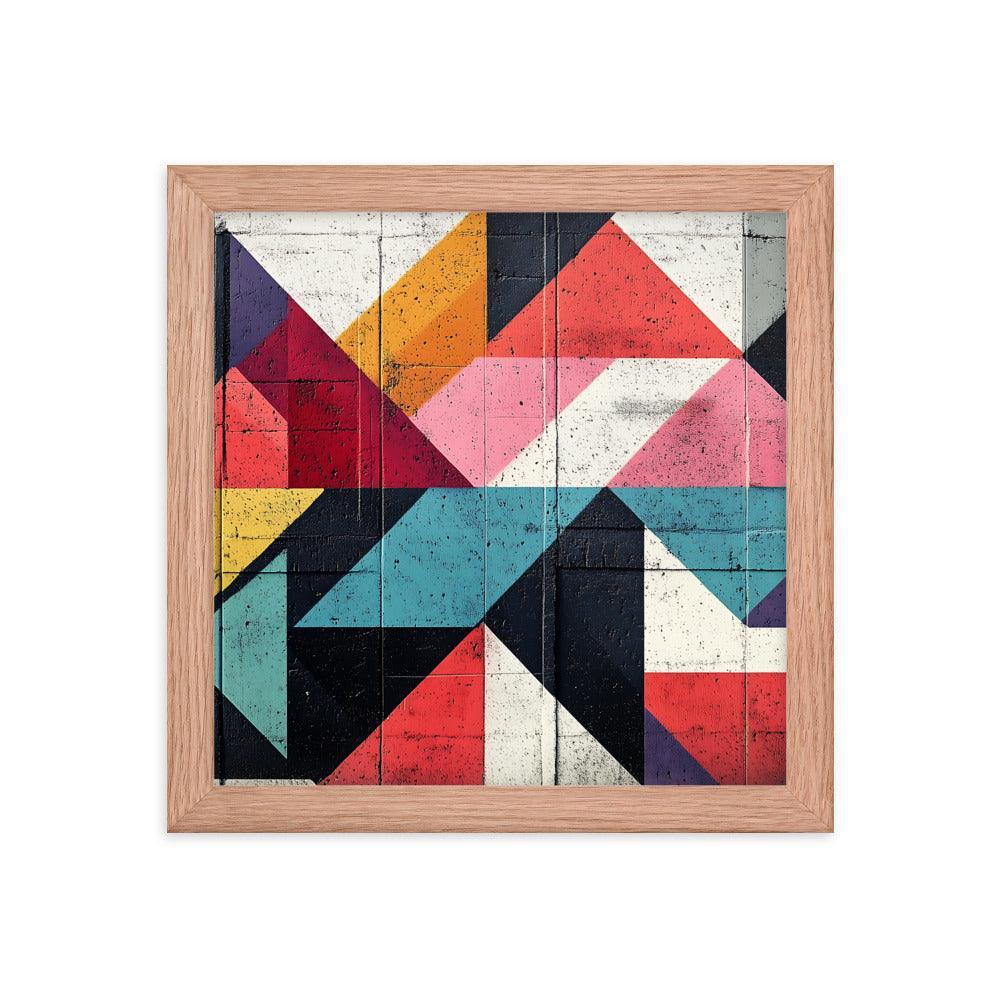 Vibrant Geometric Art Pattern With Bold Colors and Abstract Shapes Framed Poster - Oh Posters