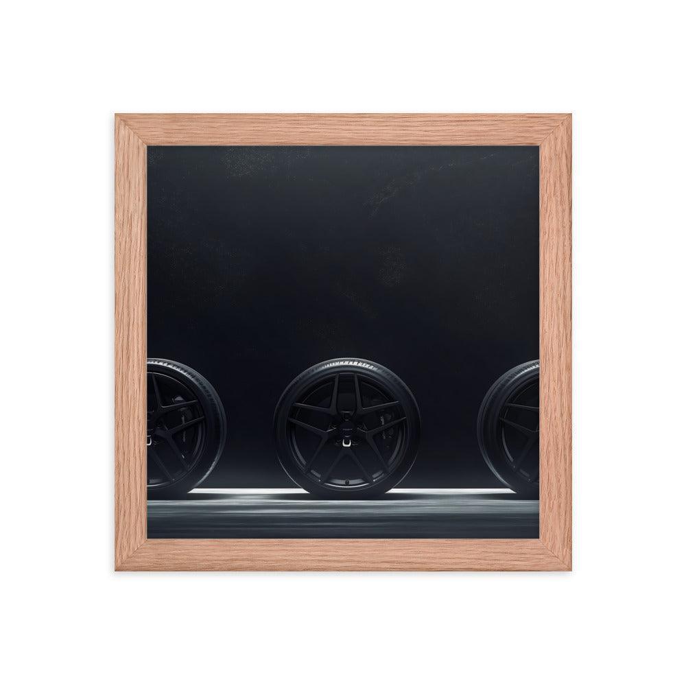 Car Wheels Trio Under Starry Night Sky Framed Poster - Oh Posters