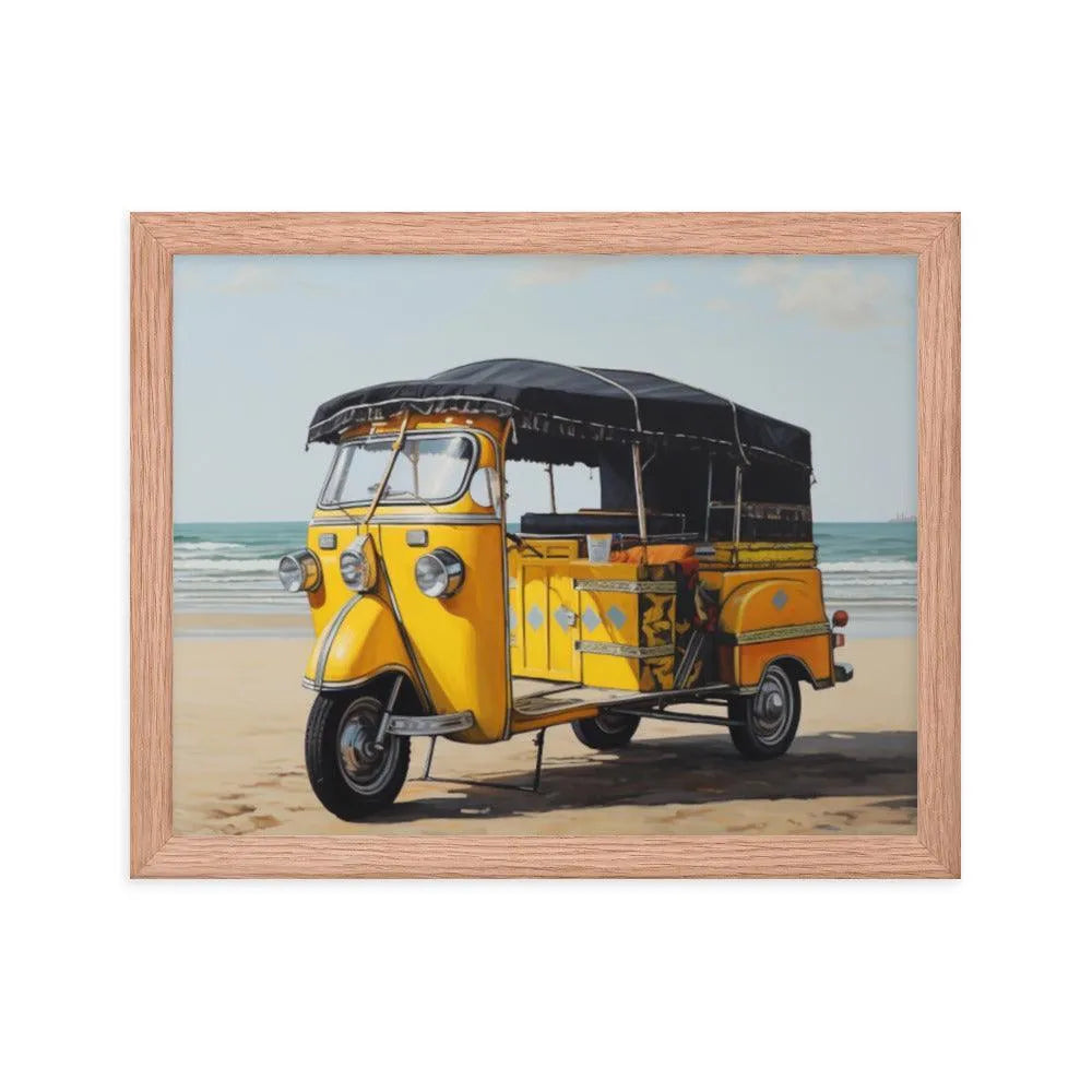 Indian TukTuk Rickshaw Vehicle Beach Painting Framed Poster - Oh Posters