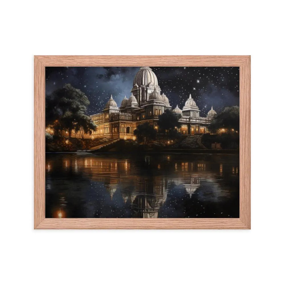 Indian Hindu Mandir at Night Starry Sky Painting Framed Poster - Oh Posters