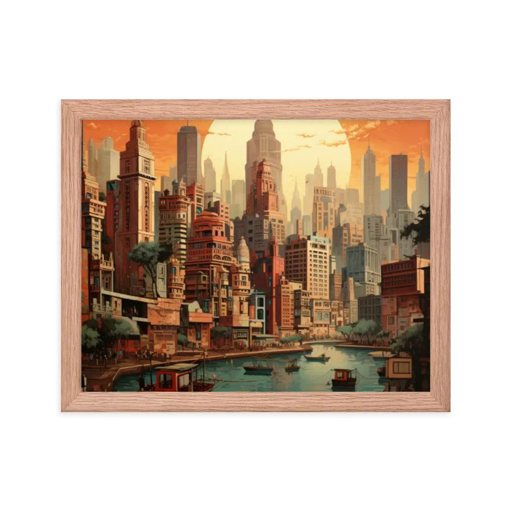 Indian Skyscraper City Painting Framed Poster - Oh Posters