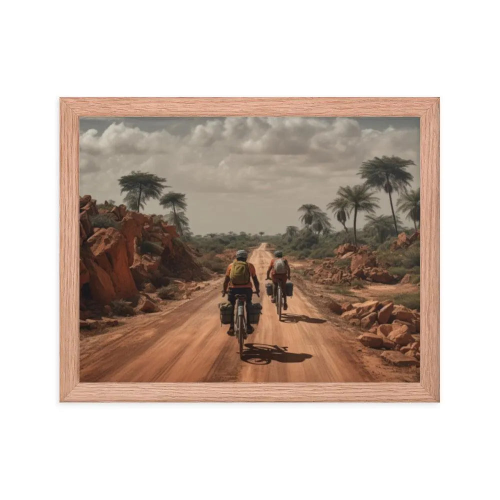Riding Bicycle on Indian Road Painting Framed Poster - Oh Posters