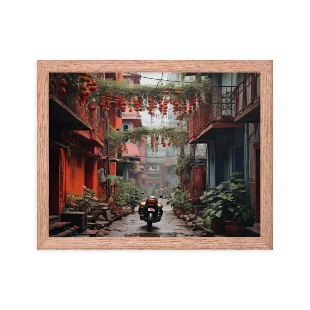 India Floral Street Framed Poster - Oh Posters