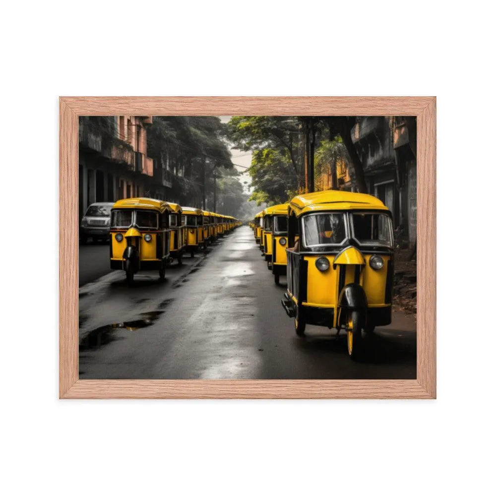 Indian Road with TukTuk Rickshaws Framed Poster - Oh Posters