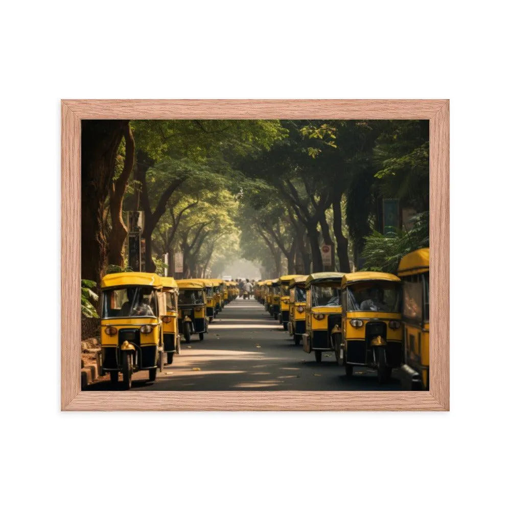 Indian Road with TukTuk Rickshaws Framed Poster - Oh Posters