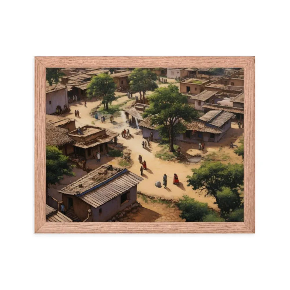 Indian Rural Village BirdsEye-View Framed Poster - Oh Posters