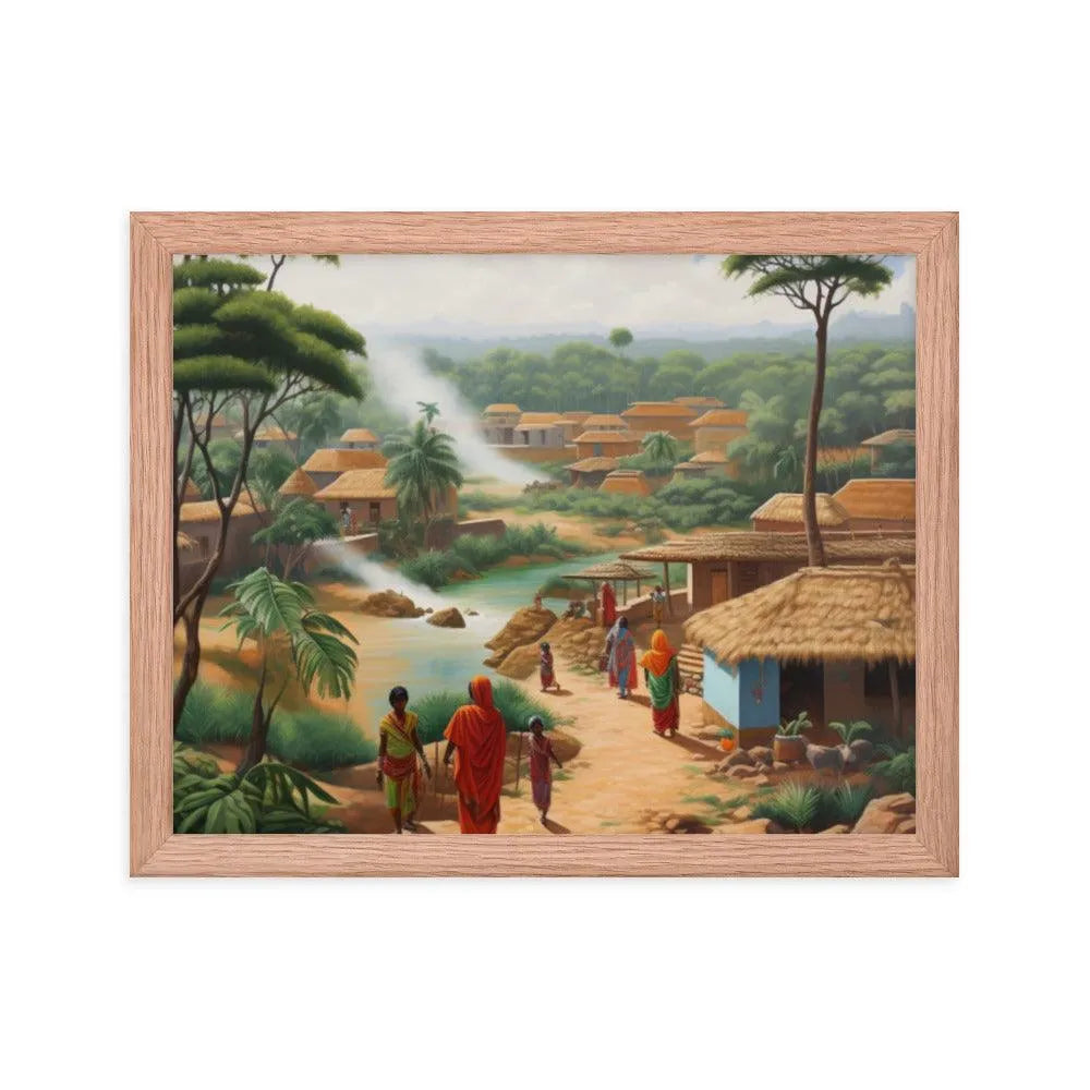 Indian Village Jungle Painting Framed Poster - Oh Posters