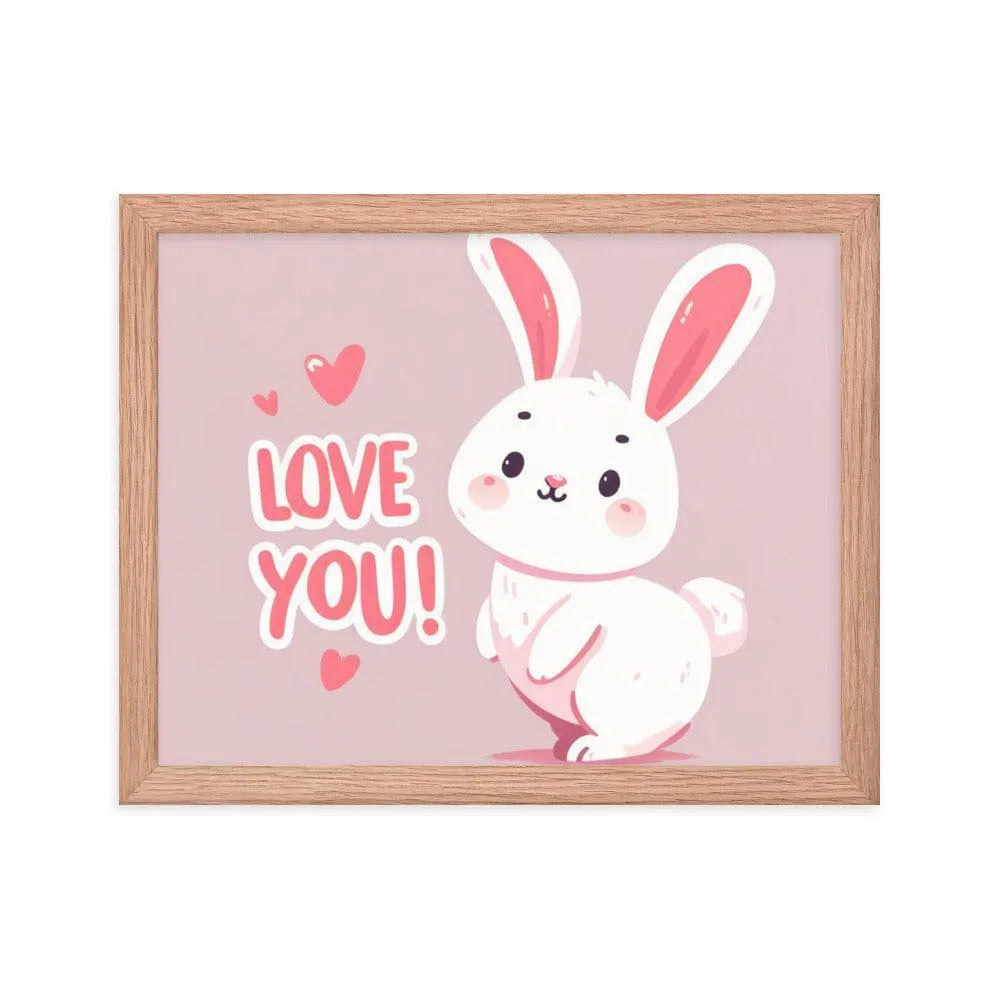 Bunny Rabbit Saying 'Love You' Framed Poster - Oh Posters