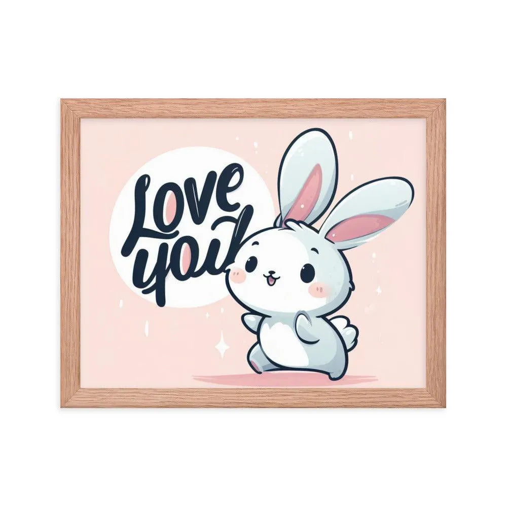Bunny Rabbit Saying 'Love You' Framed Poster - Oh Posters