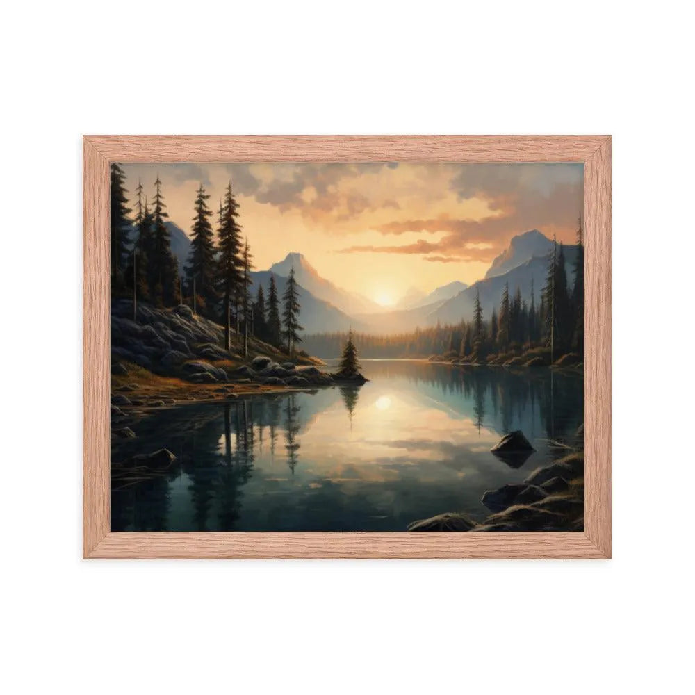 Lake Mountain Sunrise Nature Framed Poster - Oh Posters