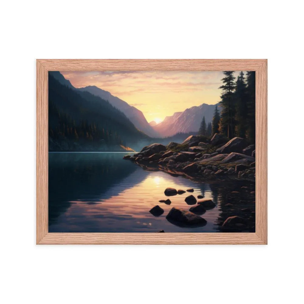 Lake Mountain Sunrise Nature Framed Poster - Oh Posters