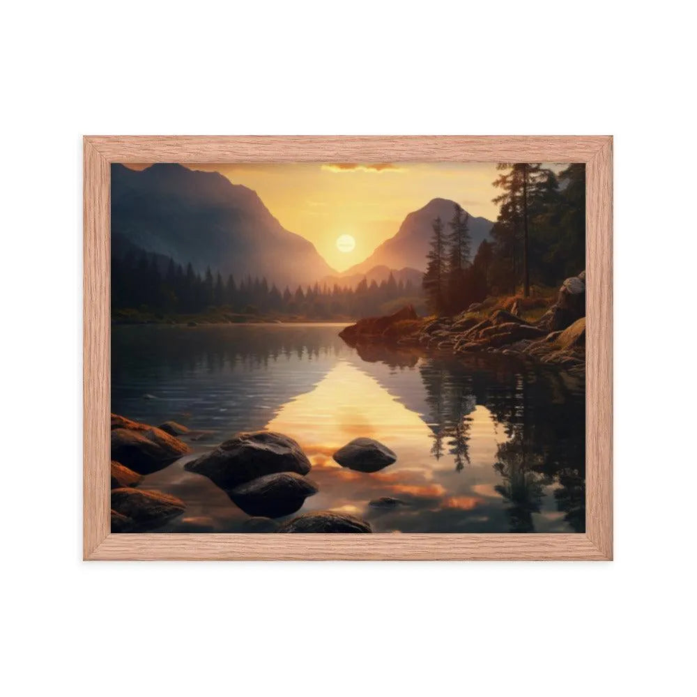 Lake Mountain Sunrise Nature Framed Poster - Oh Posters