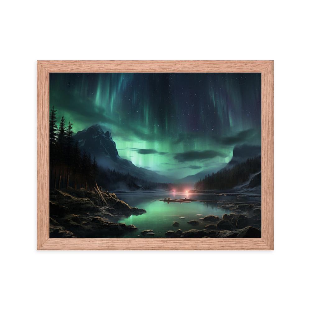 Celestial Night Spectacle Over The Lake Framed Poster - Oh Posters