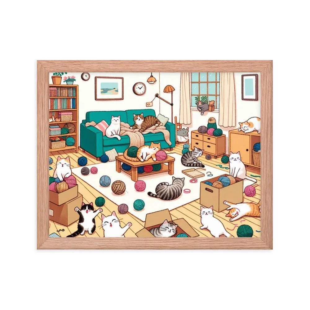 Cozy Cat Paradise Living Room Cartoon Framed Poster - Oh Posters