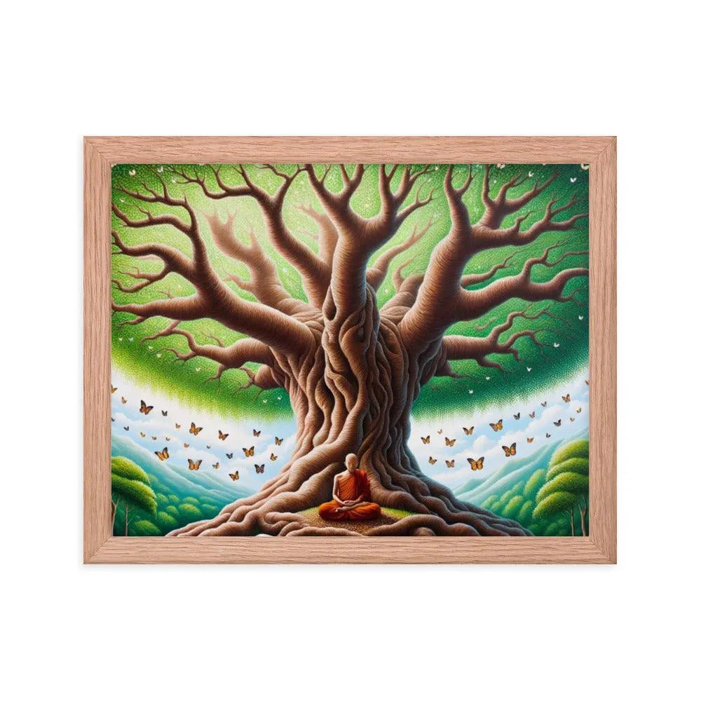 Meditation Serenity Tree Life Butterflies Art Framed Poster - Oh Posters