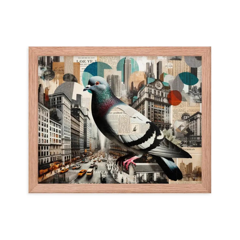 Urban Pigeon Collage Cityscape Art Framed Poster - Oh Posters