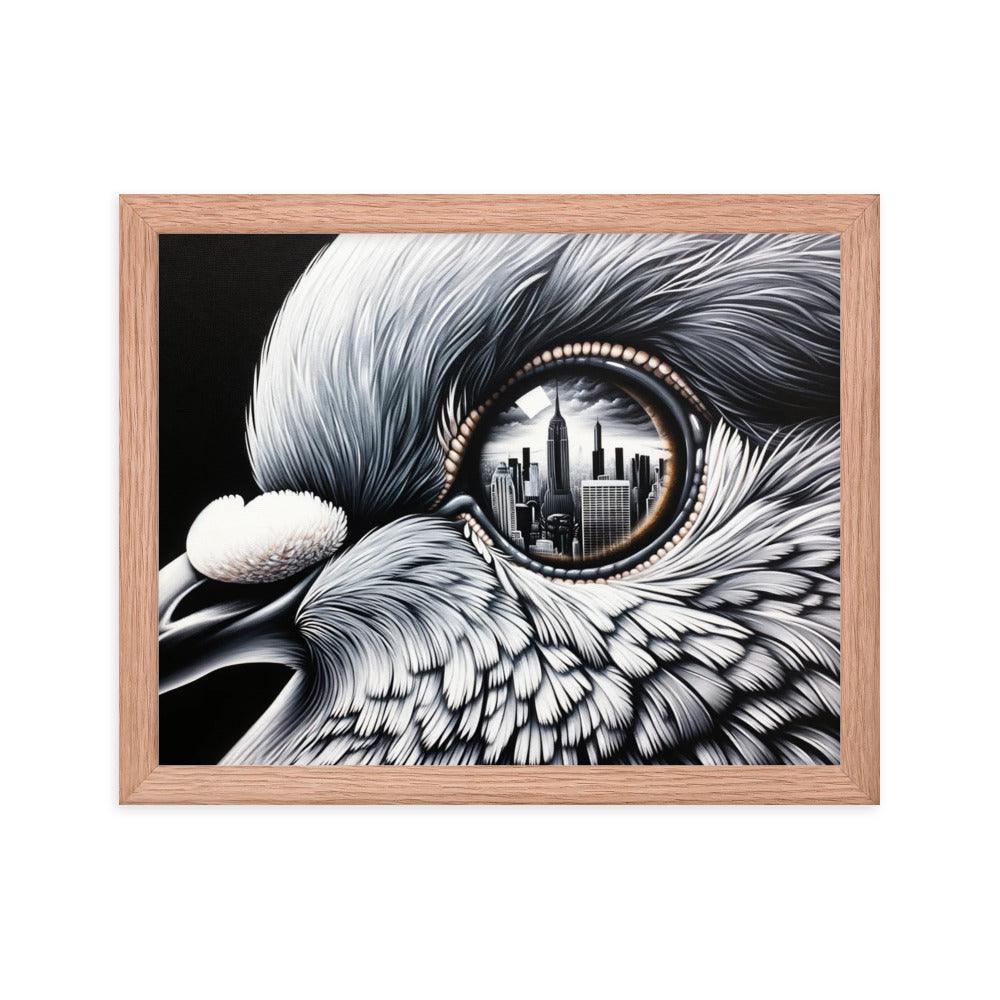 Pigeon Eye City Reflection Surreal Art Framed Poster - Oh Posters