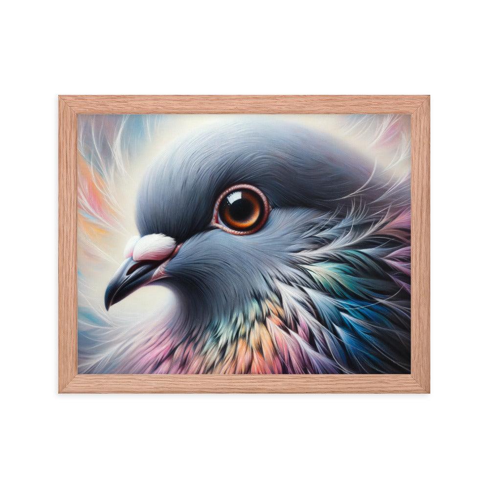 Colorful Pigeon Close-Up Portrait Framed Poster - Oh Posters