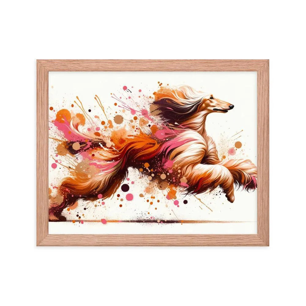 Running Afghan Hound Dynamic Splatter Art Framed Poster - Oh Posters