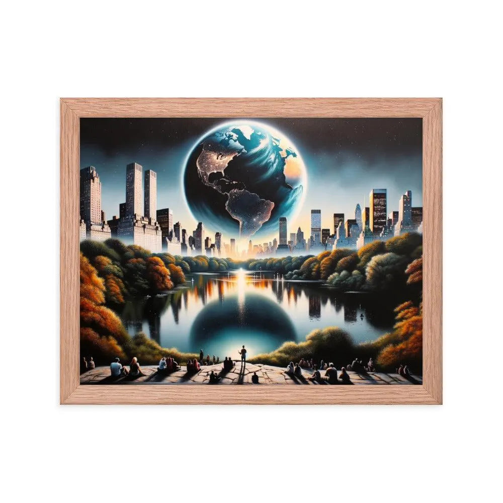 New York Central Park Earthrise Fantasy Framed Poster - Oh Posters