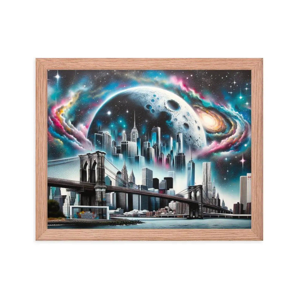 New York City Skyline Cosmic Dreams Spray Paint Art Framed Poster - Oh Posters