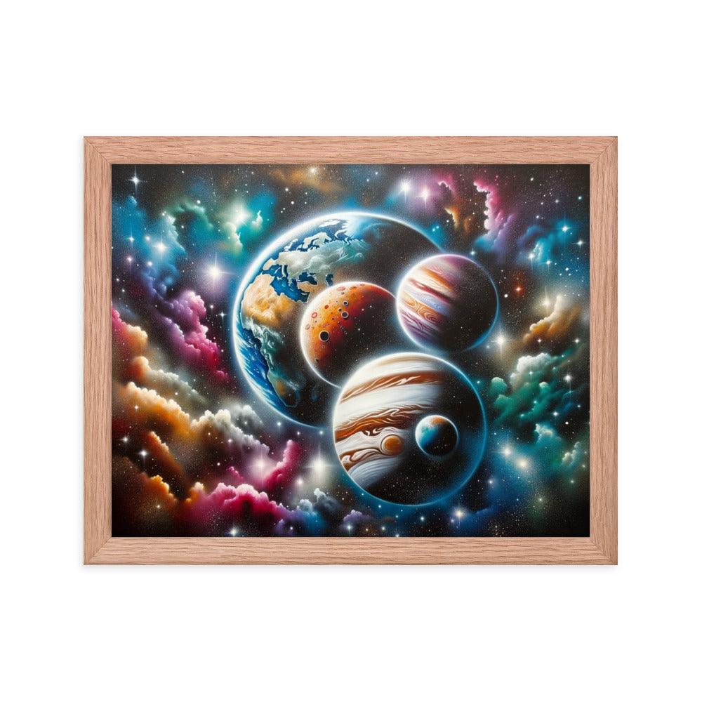 Cosmic Panorama with Planets and Stars Spray Paint Art Framed Poster - Oh Posters