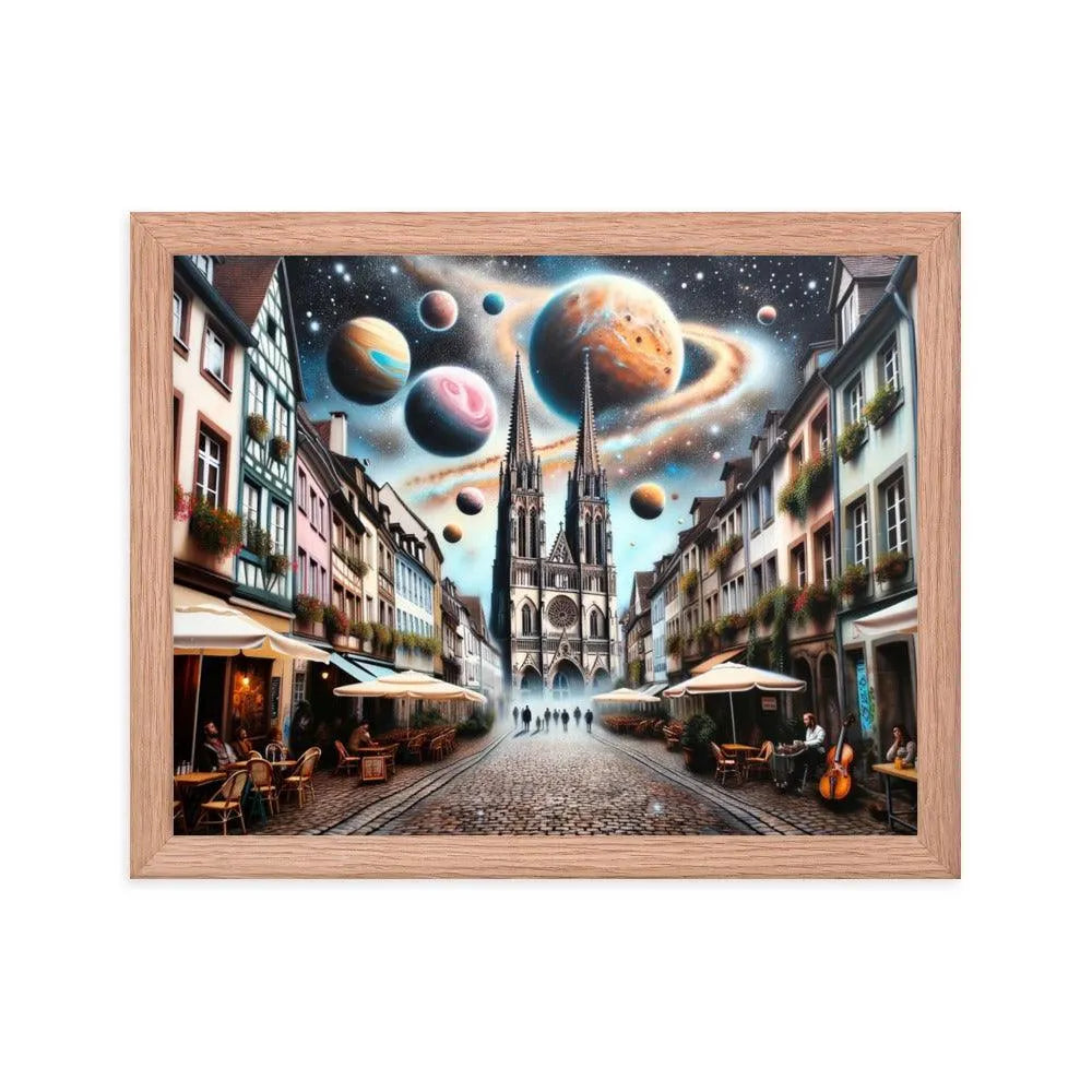 European Town Cosmic Spray Paint Art Framed Poster - Oh Posters