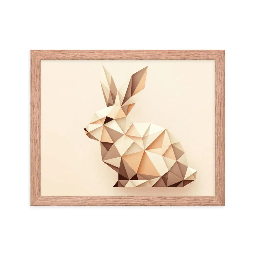 Geometric Beige Rabbit Minimalist Art Framed Poster - Oh Posters