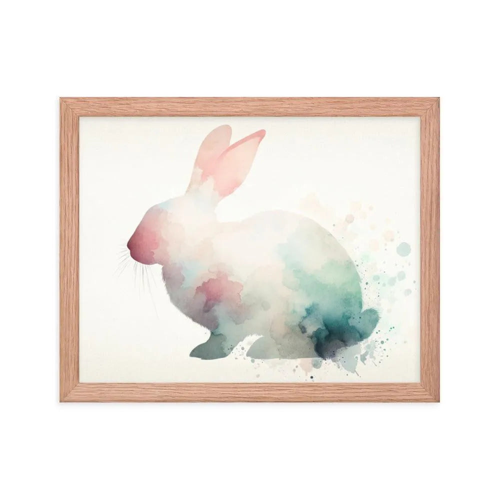 Pastel Watercolor Rabbit Silhouette Minimalistic Art Framed Poster - Oh Posters