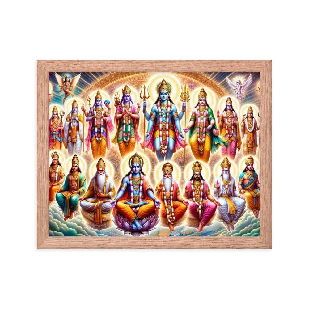 Dashavatara: Lord Vishnu's Divine Incarnations Hindu Art Framed Poster - Oh Posters