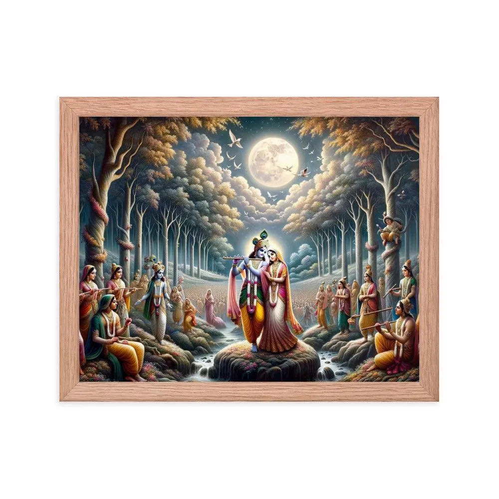 Radha and Krishna's Eternal Love in Vrindavan Hindu Art Framed Poster - Oh Posters