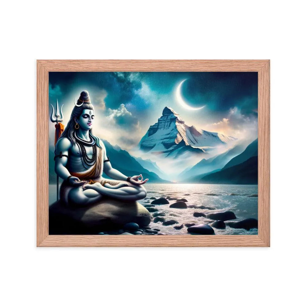 Lord Shiva Meditating by Ganges River Hindu Art Framed Poster - Oh Posters