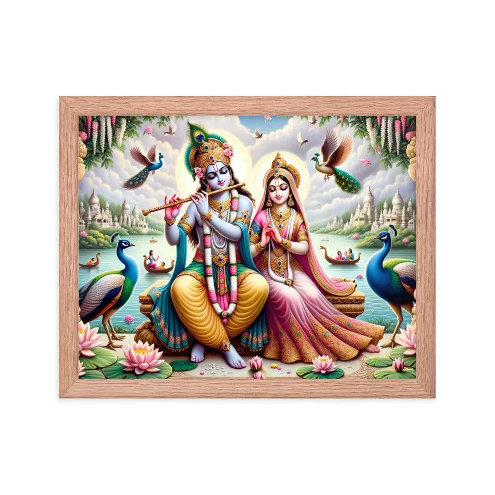 Lord Krishna and Radha Divine Love Hindu Framed Poster - Oh Posters