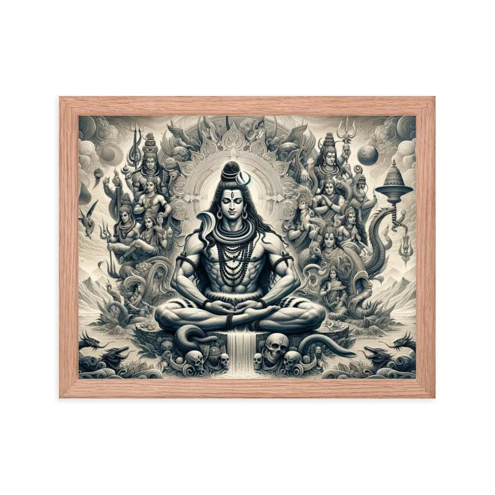 Hindu Lord Shiva Meditating Himalayan Serenity Divine Art Framed Poster - Oh Posters