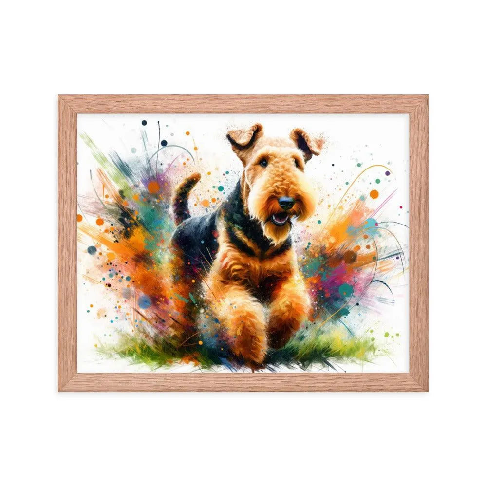 Joyful Airedale Terrier Colorful Artistic Depiction Framed Poster - Oh Posters